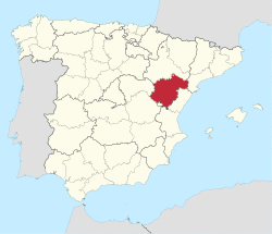 Map of Spain with Teruel Province highlighted