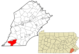 Location in Chester County and the state of Pennsylvania.