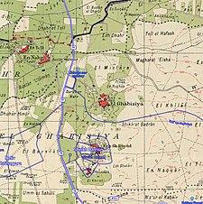 Historical map series for the area of al-Ghabisiyya (1940s with modern overlay).jpg