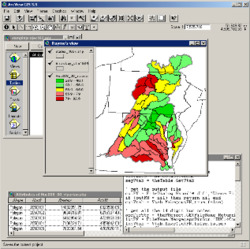 ArcView GIS showing data for the Chesapeake Bay.