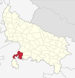 Location of Jhansi district in Uttar Pradesh