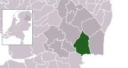 Highlighted position of Coevorden in a municipal map of Drenthe