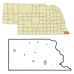 Location of Rulo within Richardson County and Nebraska