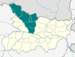 Location of Tirhut division in Bihar