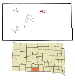 Location in Todd County and the state of South Dakota