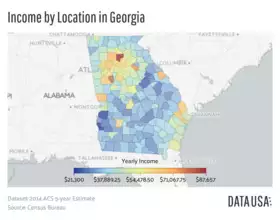 Map of Georgia Median Income by County.png