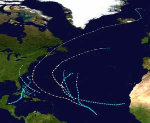 Track map of the 1927 hurricanes