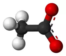 Ball-and-stick model of the acetate anion