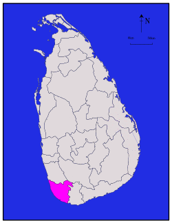 Map of Sri Lanka with Galle District highlighted
