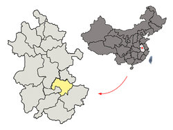Location of Wuhu in Anhui