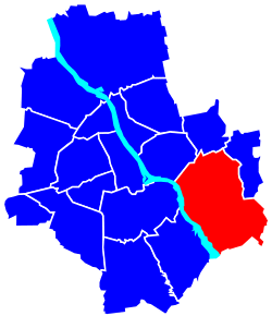 Location of Wawer within Warsaw