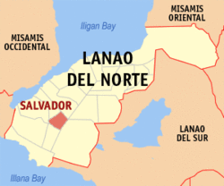 Map of Lanao del Norte with Salvador highlighted