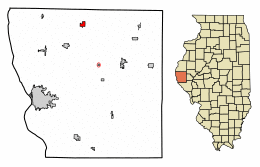 Location of Loraine in Adams County, Illinois.