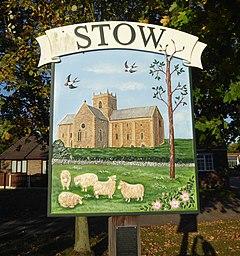 The village sign at Stow (geograph 5932300 cropped).jpg