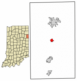 Location of Monroe in Adams County, Indiana.