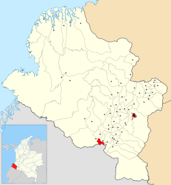 Location of the municipality and town of Cuaspud in the Nariño Department of Colombia.