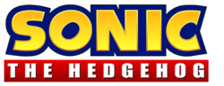 The word "Sonic" in yellow text outlined in blue, followed by "the hedgehog" in white text surrounded by a red box