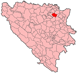 Location of Srebrenik within Bosnia and Herzegovina.