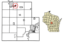Location of Hewitt in Wood County, Wisconsin.