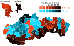 1999 Slovak presidential election - First Round Vote Strength.svg