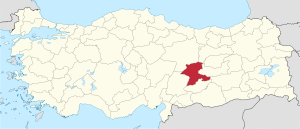 Location of Malatya Province in Turkey