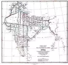 Map of triangulation network covering India.