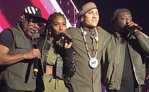 Black Eyed Peas performing at O2 Apollo Manchester in November 2018. From left: apl.de.ap, J. Rey Soul, Taboo, will.i.am.