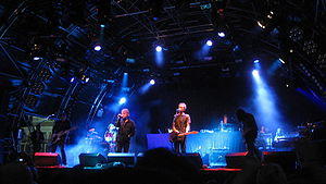 Unkle in concert at Somerset House in London in 2008.