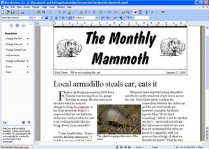A document being edited in WordPerfect X3
