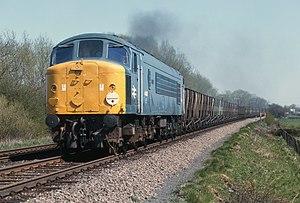 Class 44, no. 44010 "Tryfan" on a westbound train, west of Frisby on the Wreake, Leicestershire, Nigel Tout, 20.4.76.jpg