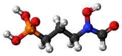 Ball-and-stick model of the fosmidomycin molecule