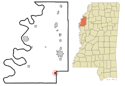 Location of Shaw, Mississippi