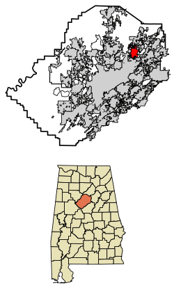 Location of Center Point in Jefferson County, Alabama.