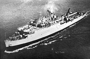USS Cabildo (LSD-16), early 1950s, before addition of flight deck.