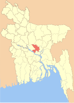Location of Dhaka District within Bangladesh