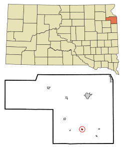 Location in Grant County and the state of South Dakota