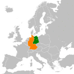 Map indicating locations of East Germany and West Germany