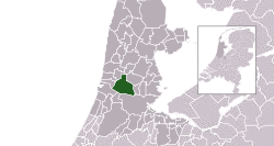 Highlighted position of Zaanstad in a municipal map of North Holland