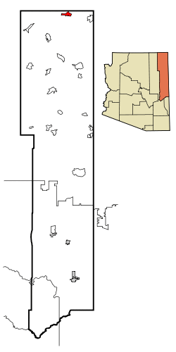 Location in Apache County and the state of Arizona