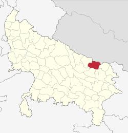 Location of Siddharthnagar district in Uttar Pradesh