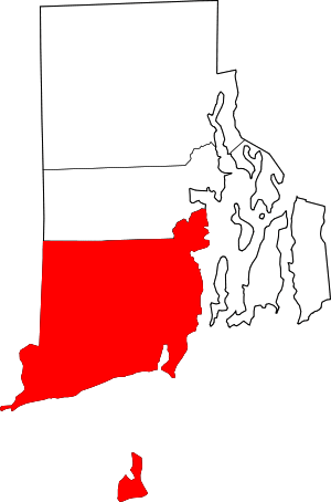 Map of Rhode Island highlighting Washington County