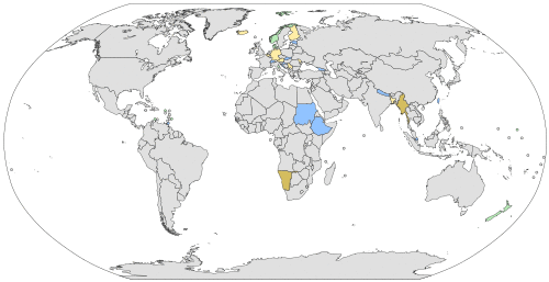 Map showing the countries that currently have women serving as head of state or government