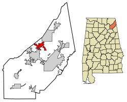 Location of Sylvania in DeKalb County, Alabama.