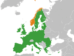 Map indicating locations of European Union and Norway