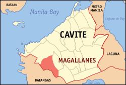 Map of Cavite with Magallanes highlighted