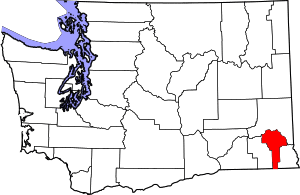 Map of Washington highlighting Garfield County
