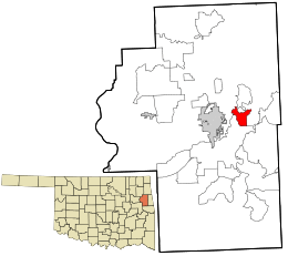 Location within Cherokee County and the state of Oklahoma