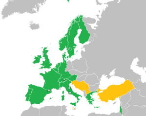 A coloured map of the countries of Europe