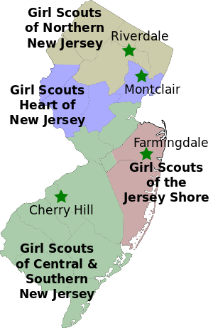 Map of Girl Scout Councils in New Jersey
