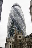 30 St Mary Axe "the Gherkin", completed in 2004 at 180 metres tall